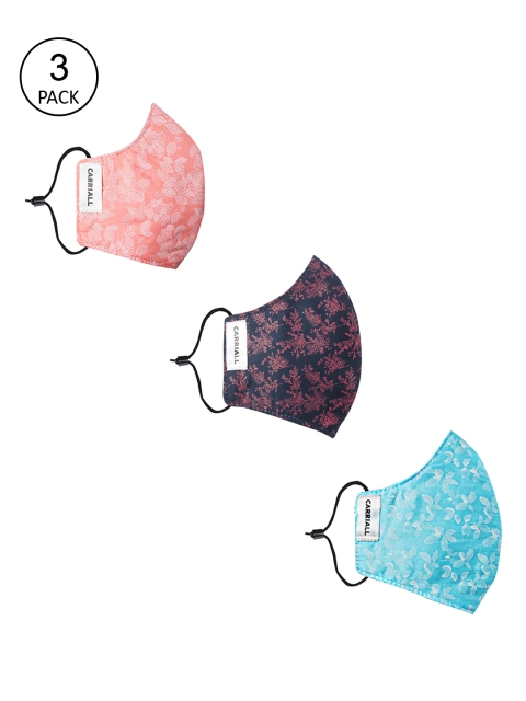 

CARRIALL Unisex Pack Of 3 Assorted 3-Layer Reusable Cotton Cloth Masks