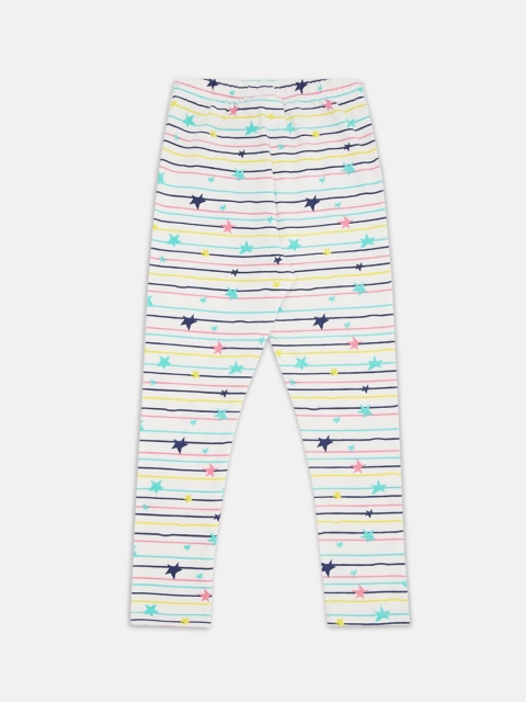 

Pantaloons Junior Girls Off White & Pink Printed Ankle Length Leggings