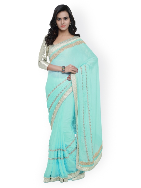 

Satrani Blue Georgette Embellished Saree