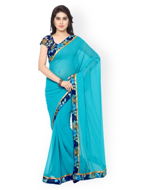 

Satrani Blue Georgette Embellished Saree