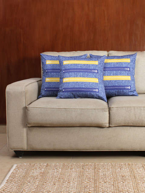

House This Blue Set of 3 Printed 15.75" x 15.75" Square Cushion Covers