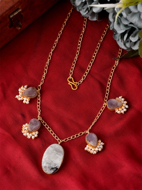

Silvermerc Designs Gold-Toned & Beige Brass Gold-Plated Necklace