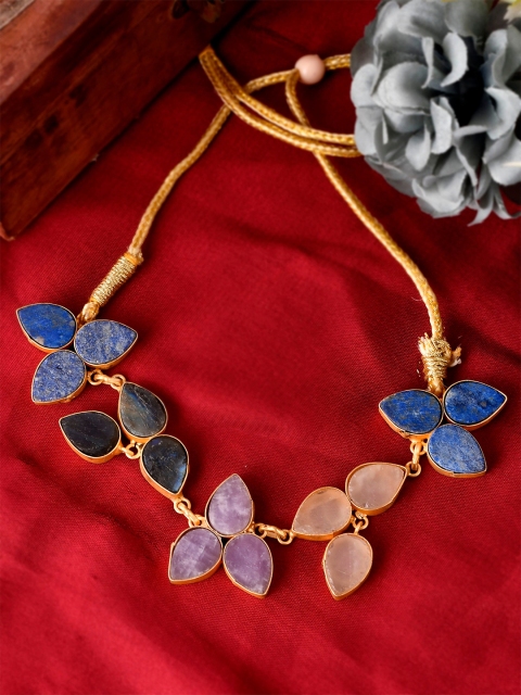 

Silvermerc Designs Multicoloured Brass Gold-Plated Choker Necklace, Multi