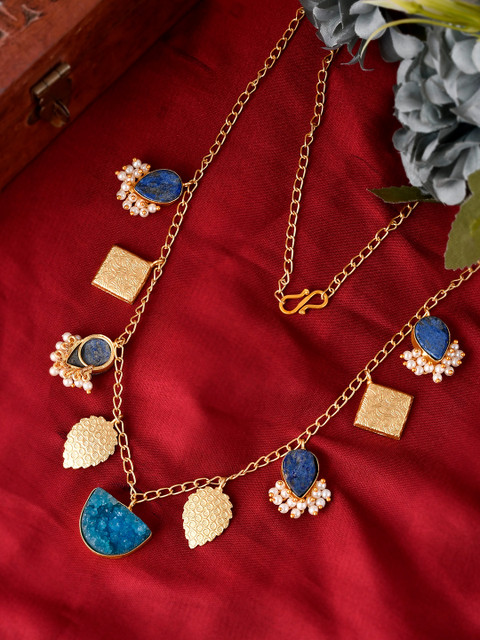 

Silvermerc Designs Brass Gold-Plated & Blue Necklace