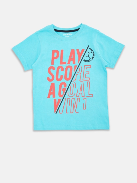 

Pantaloons Junior Boys Blue Typography Printed Pure Cotton T-shirt