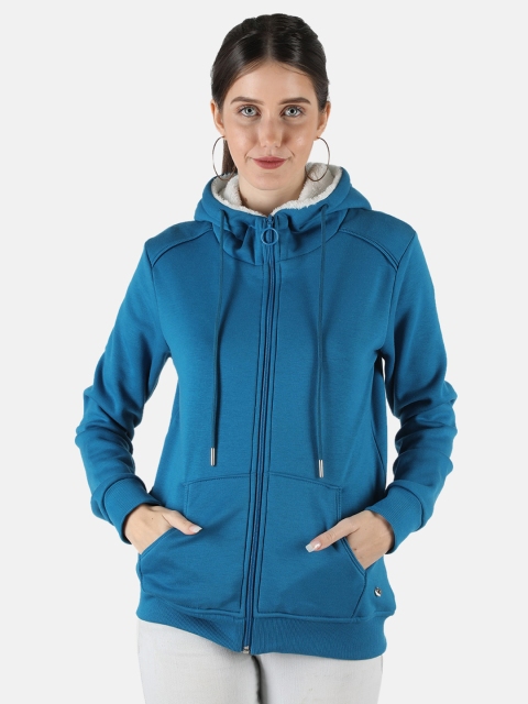 

Monte Carlo Women Blue Hooded Winter Sweatshirt