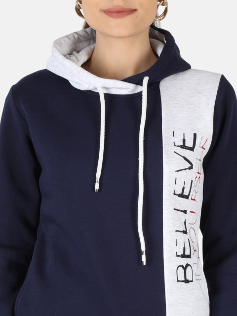 

Monte Carlo Women Blue Colourblocked Hooded Sweatshirt