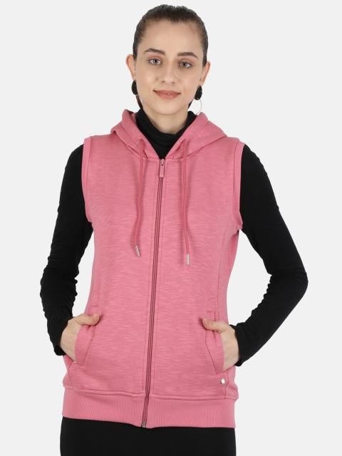 

Monte Carlo Women Pink Hooded Solid Sweatshirt