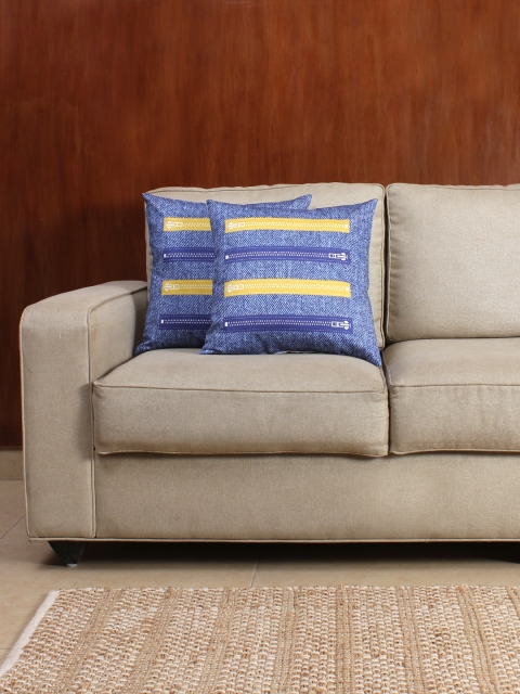 

House This Blue Set of 2 Printed 15.75" x 15.75" Square Cushion Covers