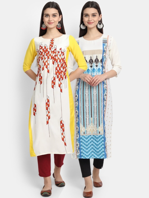 

KALINI Women Pack of 2 Printed Floral Crepe Kurta, Multi