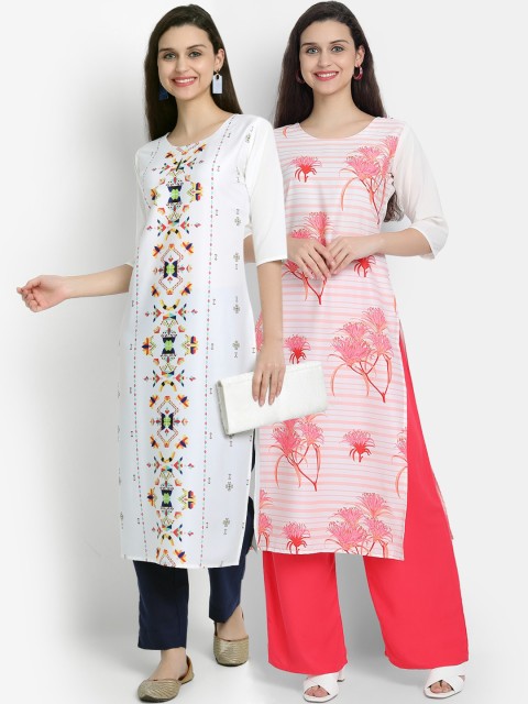 

KALINI Women Set of 2 Multicoloured Floral Printed Crepe Kurta, Multi