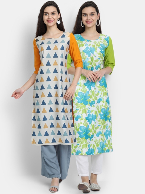 

KALINI Women Set of 2 Multicoloured Printed Floral Crepe Kurta, Multi