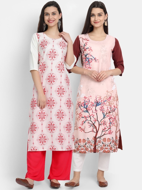 

KALINI Women Pack of 2 Digital Print Crepe Straight Kurta, Multi