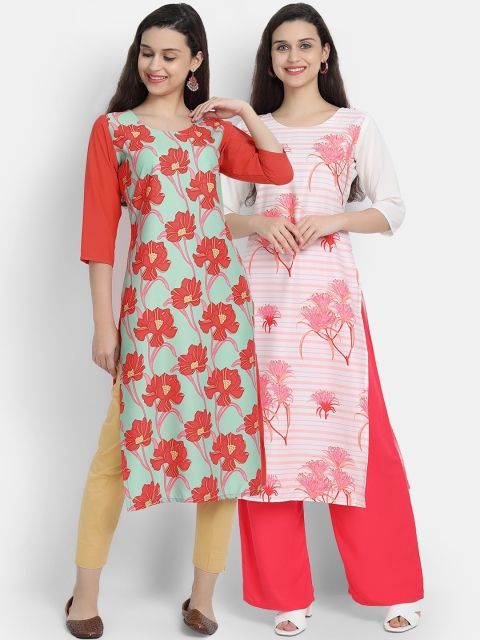 

KALINI Women Set of 2 Multicoloured Printed Crepe Kurta, Multi