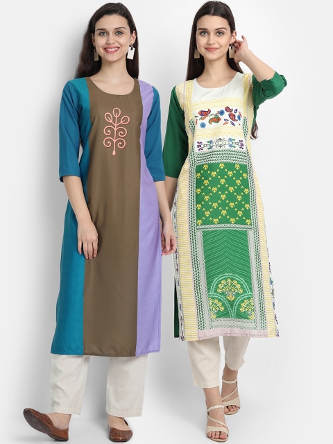

KALINI Women Multicoloured Pack Of 2 Digital Print Straight Kurta, Multi