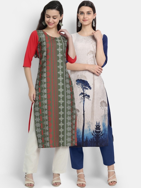

KALINI Women Multicoloured Ethnic Motifs Floral Crepe Kurta, Multi