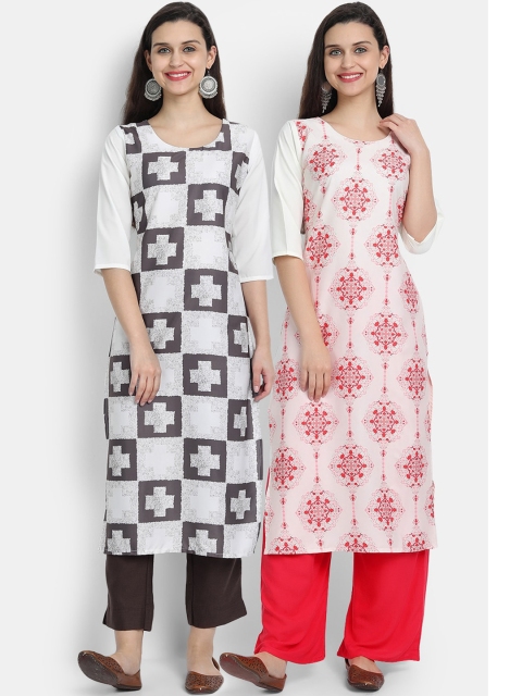 

KALINI Women Set of 2 Multi Printed Crepe Kurta