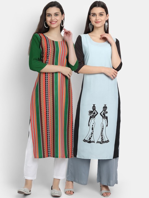 

KALINI Women Set of 2 Crepe Kurta, Multi