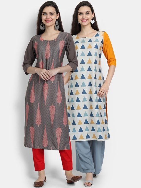 

KALINI Women Set of 2 Multicoloured Printed Crepe Kurta, Multi