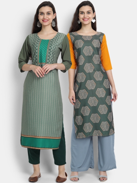 

KALINI Women Pack of 2 Green Ethnic Motifs Printed Kurta