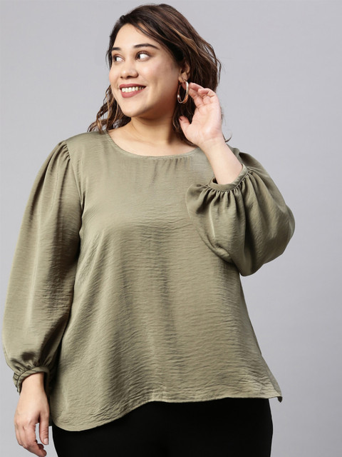 

The Pink Moon Woman Green Sheen Top