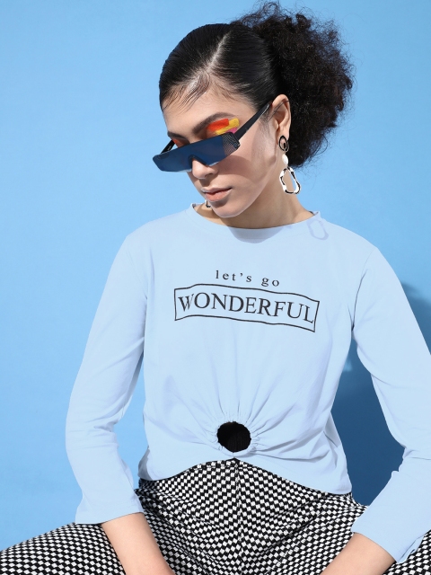 

ZOLA Women Stunning Blue Typography Joyful Conversation Tshirt