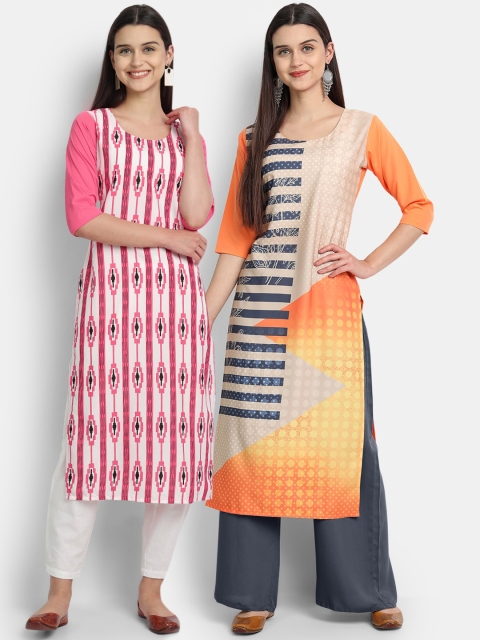 

KALINI Woman Pack of 2 Multicoloured Printed Crepe Kurta, Multi