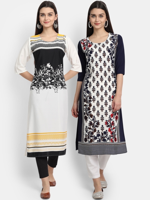 

KALINI Women Multicoloured Floral Embroidered Thread Work Floral Crepe Kurta, Multi