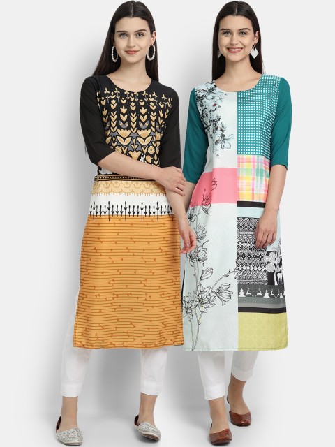 

KALINI Women Multicoloured Pack Of 2 Digital Print Straight Kurta, Multi