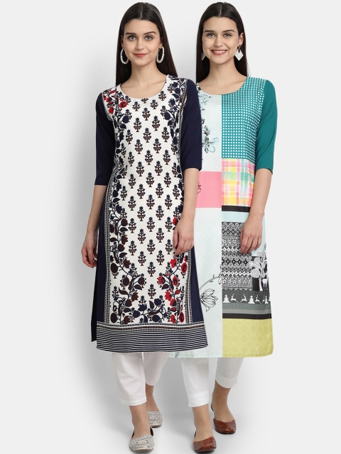 

KALINI Women Pack of 2 Digital Print Crepe Straight Kurta, Multi