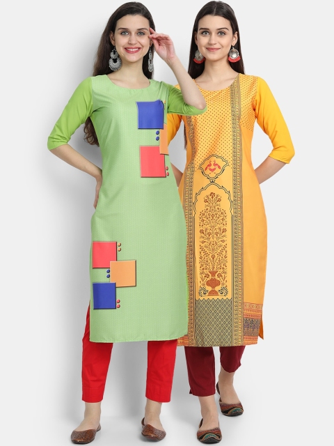

KALINI Woman Pack of 2 Multicoloured Printed Crepe Kurta, Multi