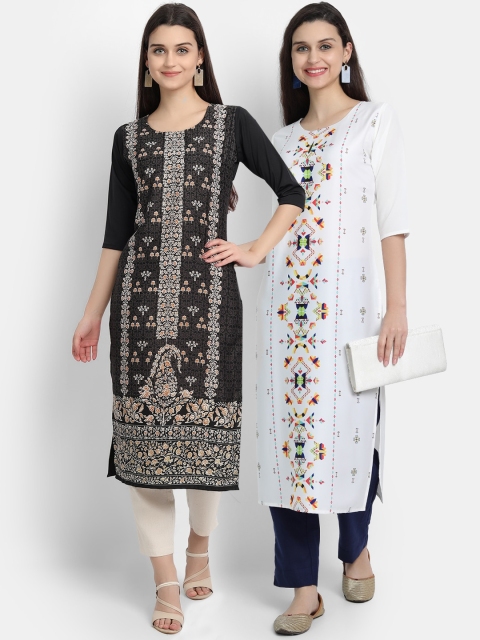 

KALINI Woman Pack of 2 Multicoloured Printed Crepe Kurta, Multi