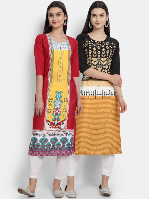 

KALINI Women Pack Of 2 Yellow Ethnic Motifs Printed Kurta