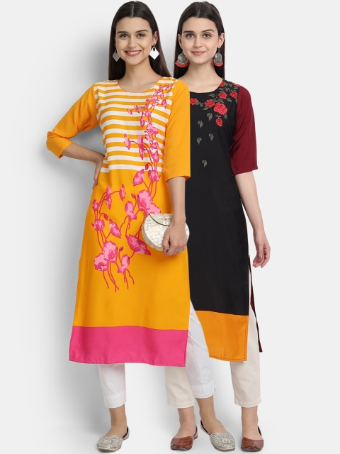 

KALINI Women Pack of 2 Floral Crepe Kurta, Multi
