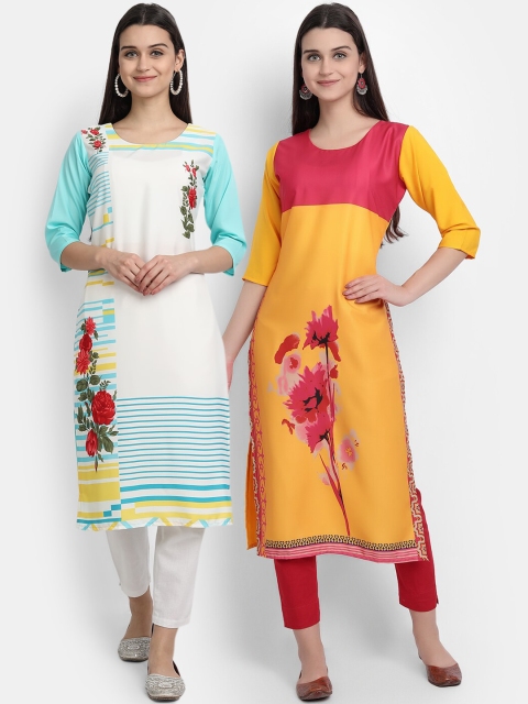 

KALINI Women Pack of 2 Ethnic Motifs Printed Crepe Kurta, Multi