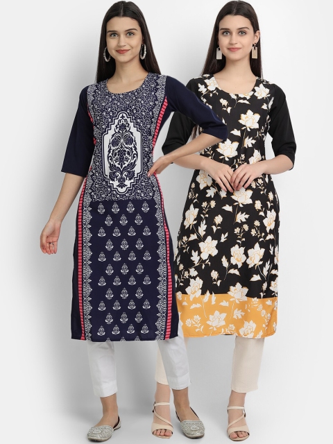 

KALINI Women Set of 2 Multi Printed Crepe Kurta
