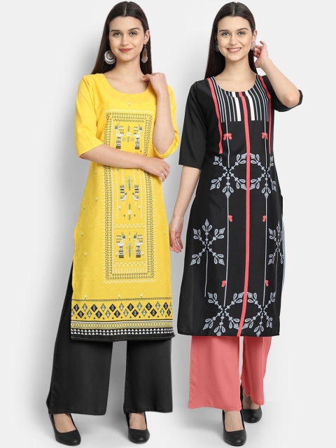 

KALINI Women Pack of 2 Multi-Coloured Printed Crepe Kurta