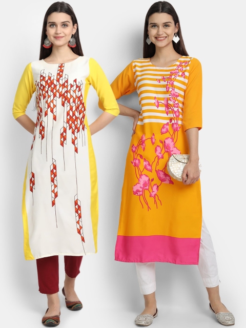 

KALINI Women Set of 2 Multicoloured Floral Crepe Kurta, Multi