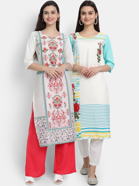 

KALINI Women Pack of 2 Ethnic Motifs Printed Crepe Kurta, Multi