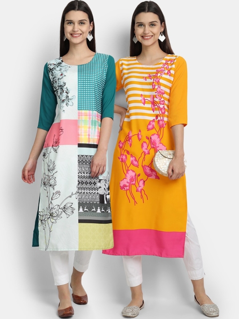 

KALINI Women Multicoloured Floral Printed Floral Crepe Kurta, Multi