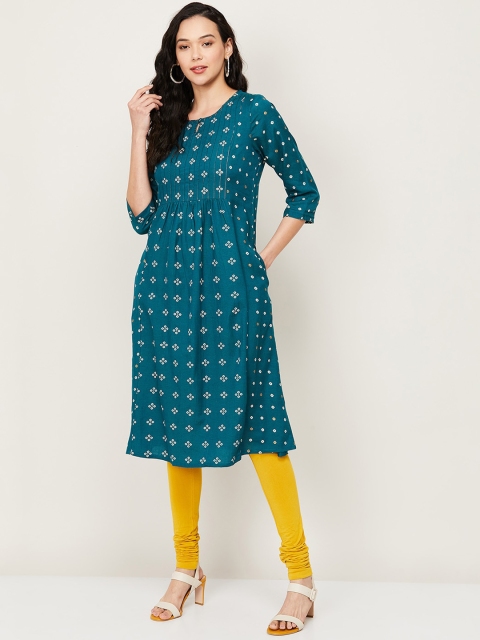 

Melange by Lifestyle Women Blue Geometric Printed Kurta