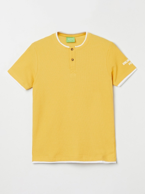 

Bossini Boys Yellow Henley Neck T-shirt
