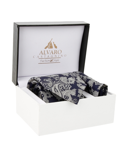 

Alvaro Castagnino Men Navy & Grey Printed Accessory Gift Set, Navy blue