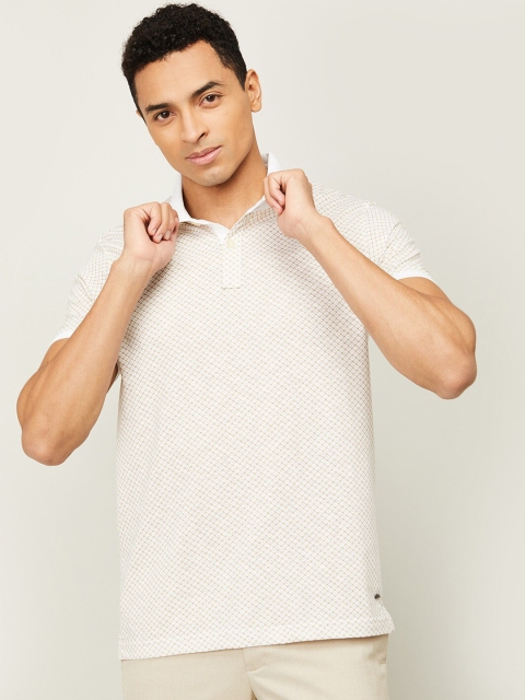 

CODE by Lifestyle Men White Polo Collar Printed Regular Fit T-shirt