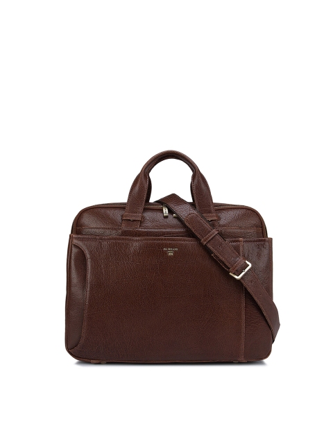 

Da Milano Unisex Brown Textured Leather Laptop Bag