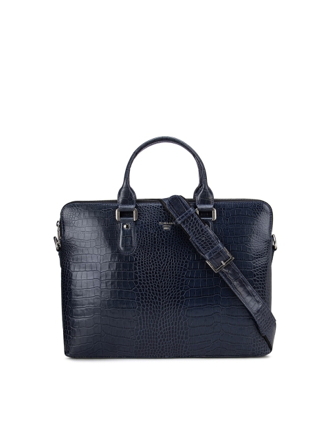 

Da Milano Unisex Navy Blue Textured Leather Laptop Bag