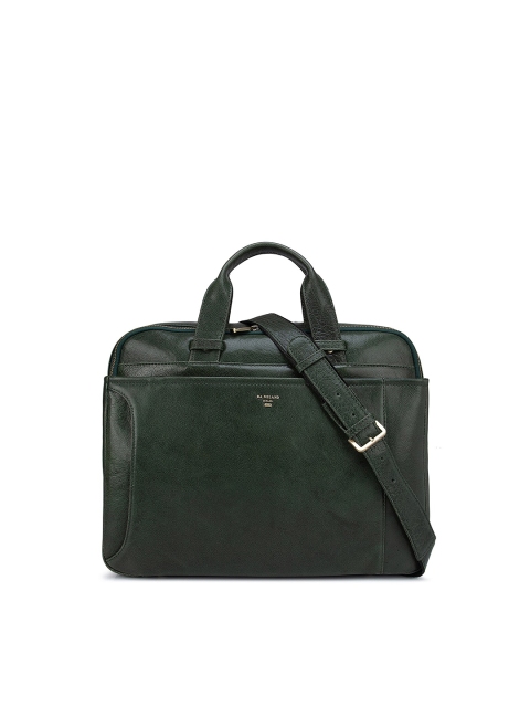 

Da Milano Unisex Green Textured Leather Laptop Bag