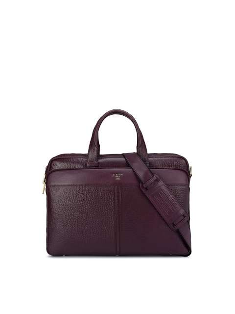 

Da Milano Unisex Purple Textured Leather Laptop Bag