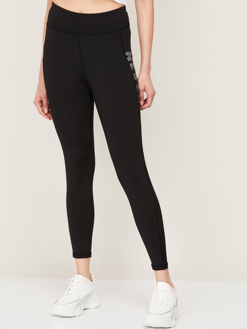 

Kappa Women Black Solid Cotton Tights