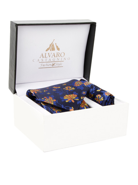 

Alvaro Castagnino Navy & Yellow Embroidered Accessory Gift Set, Navy blue